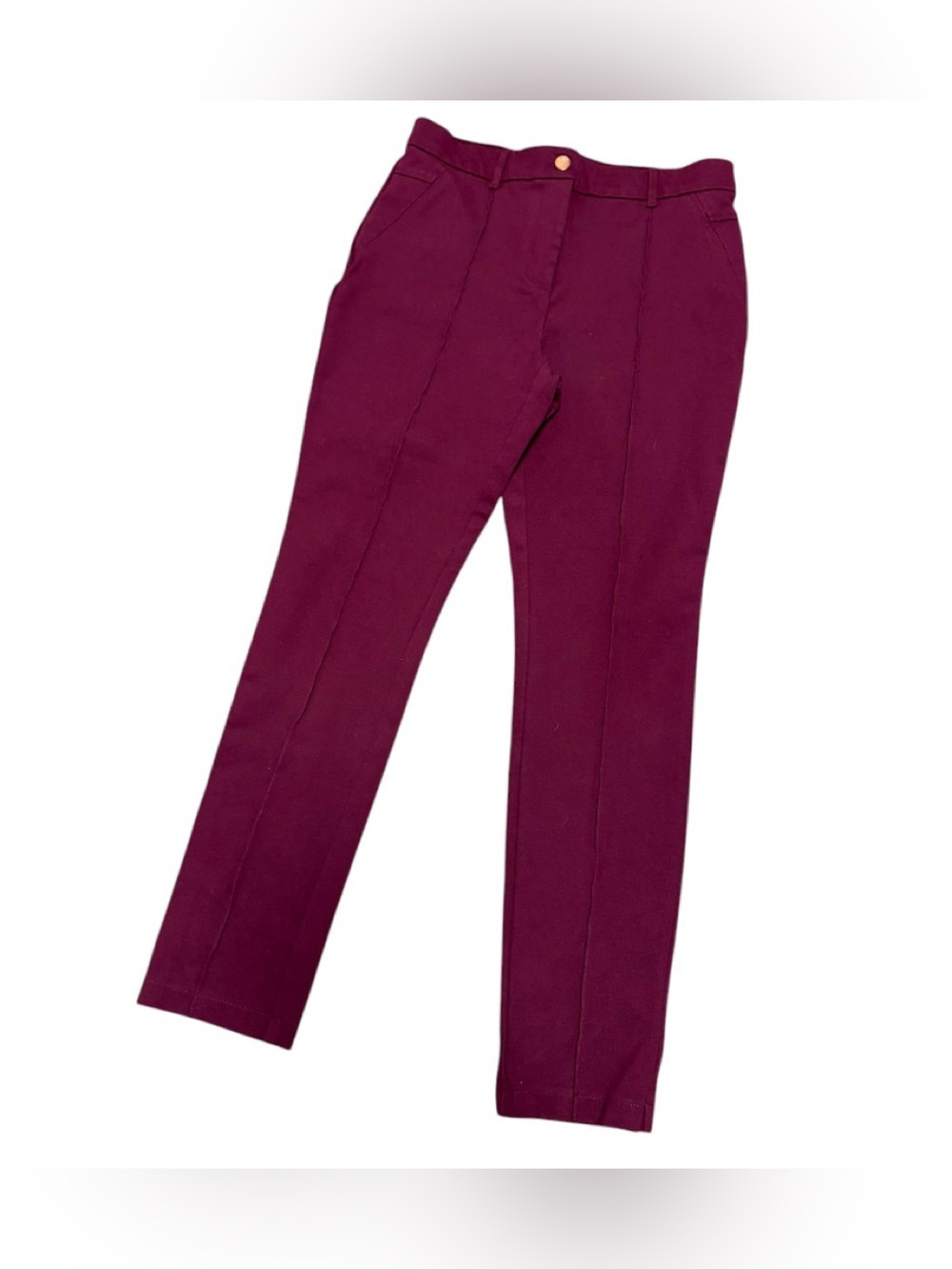 Chico’s “So Slimming” Cropped Ankle Pants Burgundy / Wine Color. Sz M/ 8. EUC!